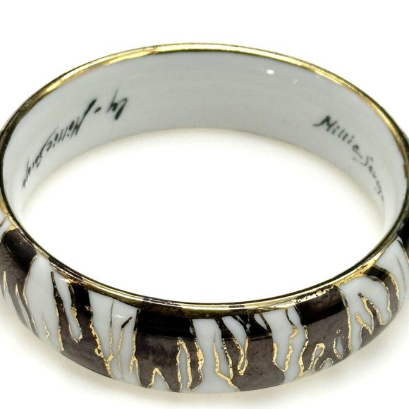 Vintage Millie Savage Porcelain CLOISONNÉ Enameled Bangle Bracelet 7.5" Rare - Picture 5 of 5